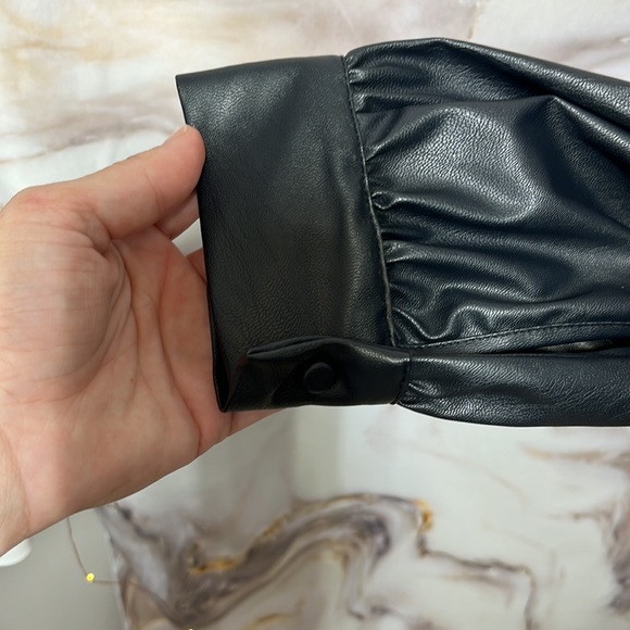 Who What Wear Faux Leather Long Sleeve Turtleneck Dress with Button Closure sz M - Picture 5 of 16